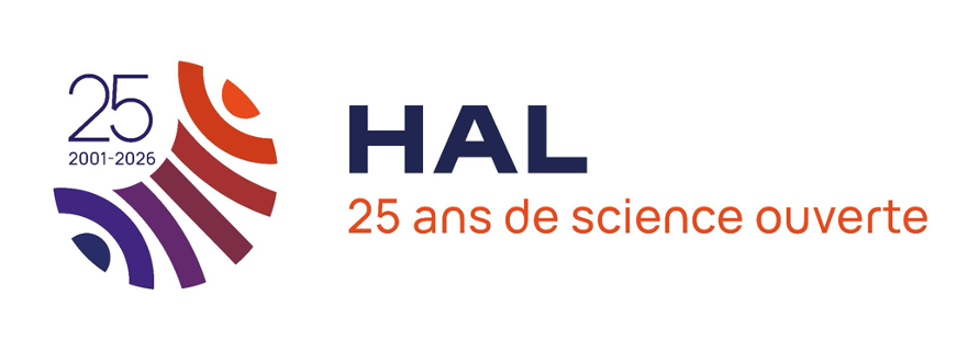 logo HAL avec le chiffre 25 et (2001-2026). baseline : 25 ans de science ouverte
